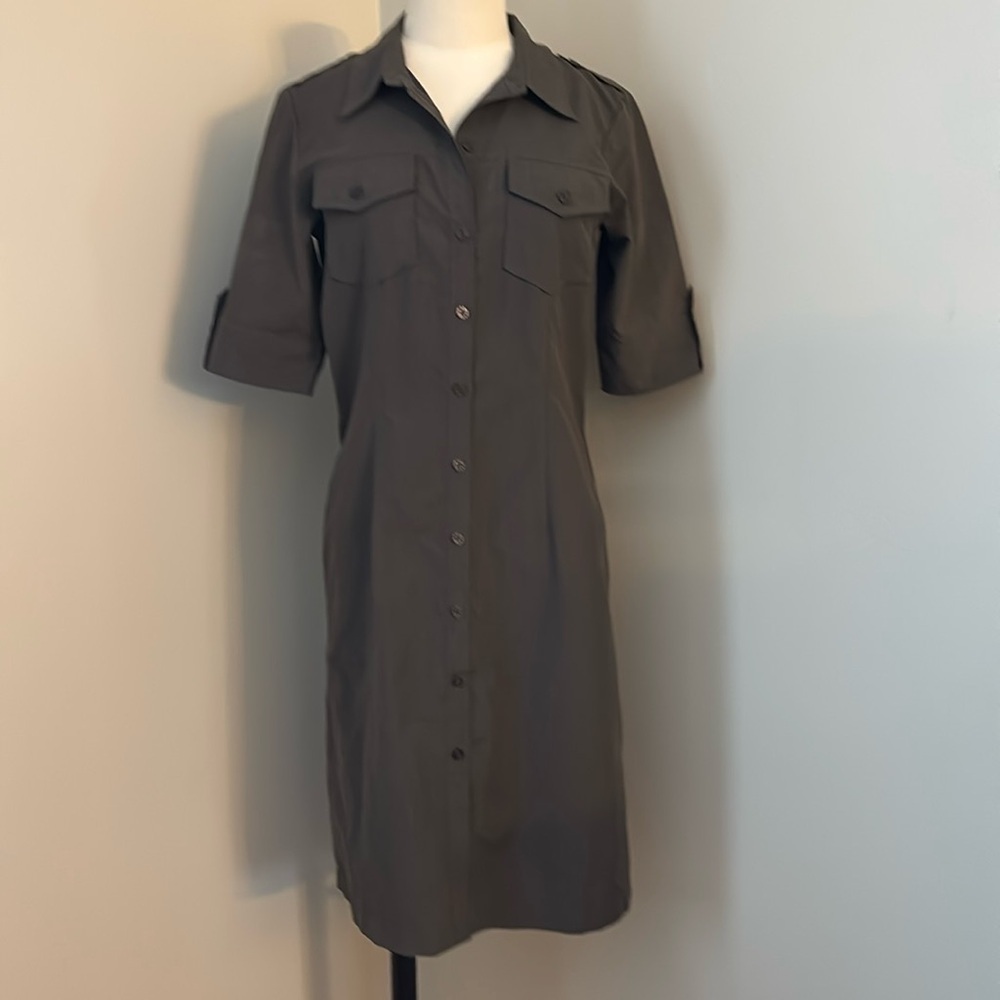 Dex Button Front Military Style Shirt Dress Size 9